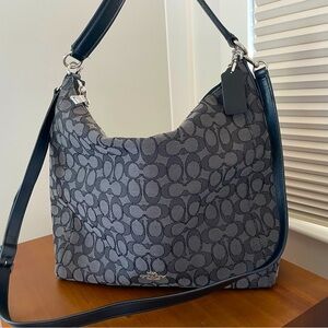 Coach Celeste Convertible Hobo Outline Signature F58327 GREY BLACK